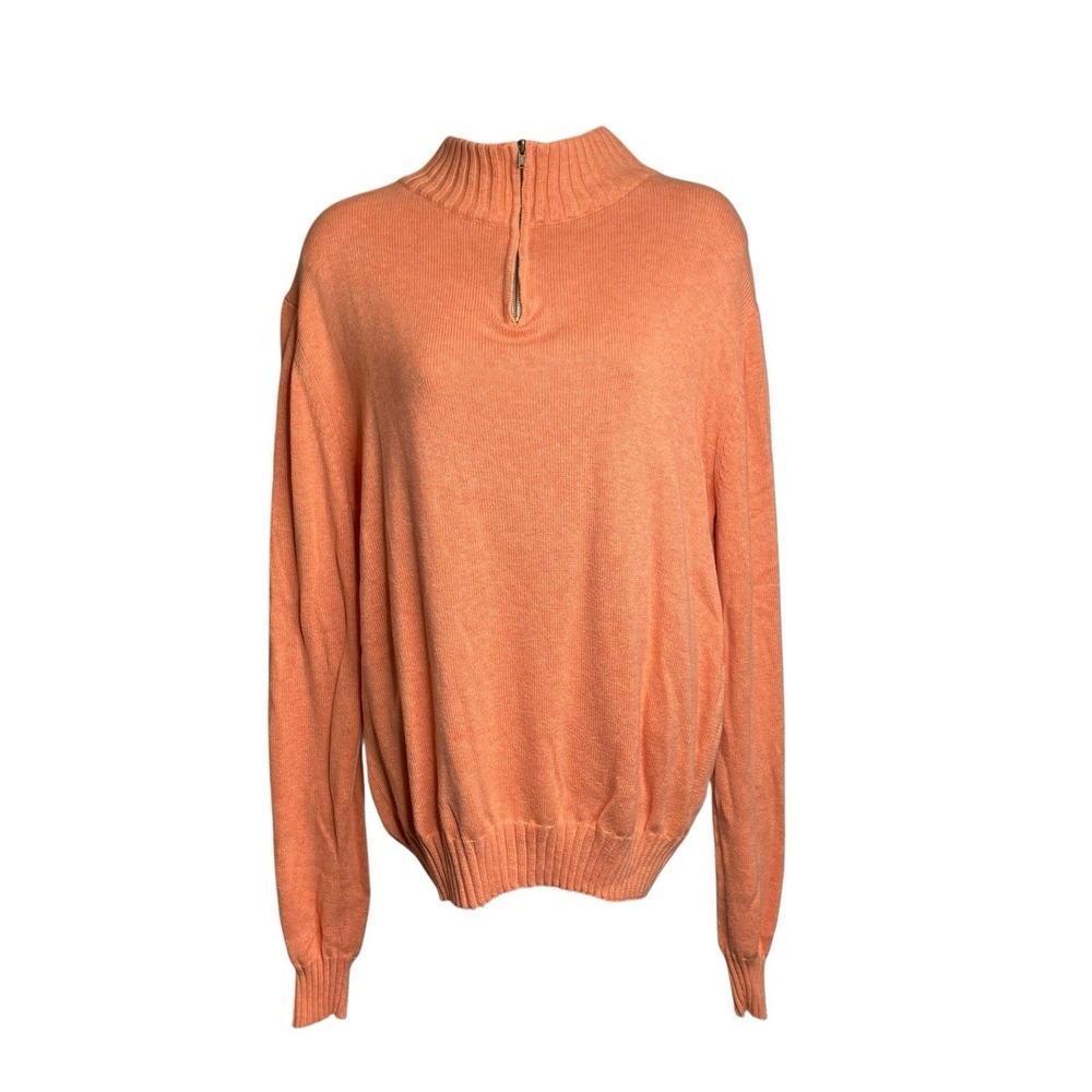 Bills Khakis Men's Orange Quarter Zip Pullover Sweater Size L Old Money Preppy